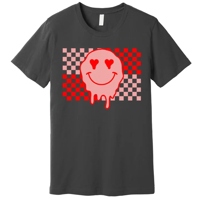 Retro Groovy Valentines Day Hippie Smile Premium T-Shirt