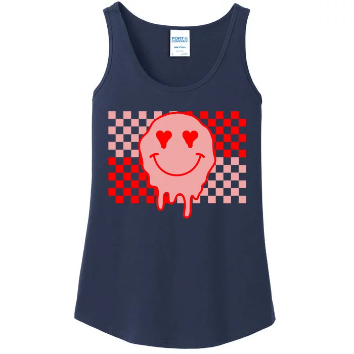 Retro Groovy Valentines Day Hippie Smile Ladies Essential Tank