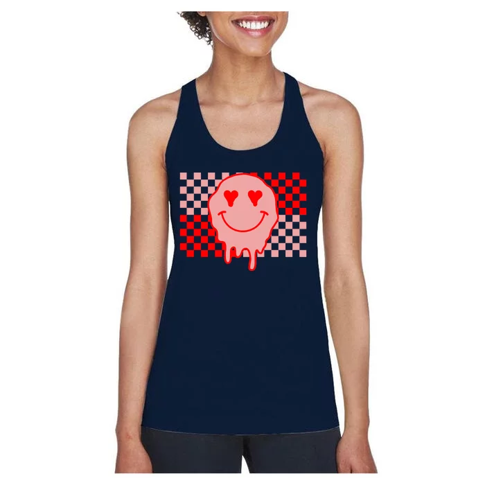 Retro Groovy Valentines Day Hippie Smile Women's Racerback Tank