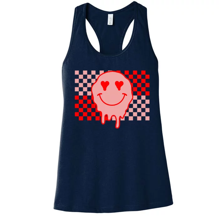 Retro Groovy Valentines Day Hippie Smile Women's Racerback Tank