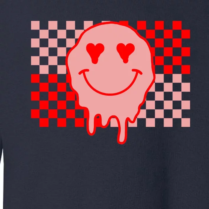 Retro Groovy Valentines Day Hippie Smile Toddler Sweatshirt