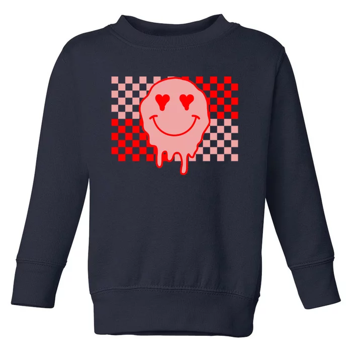 Retro Groovy Valentines Day Hippie Smile Toddler Sweatshirt