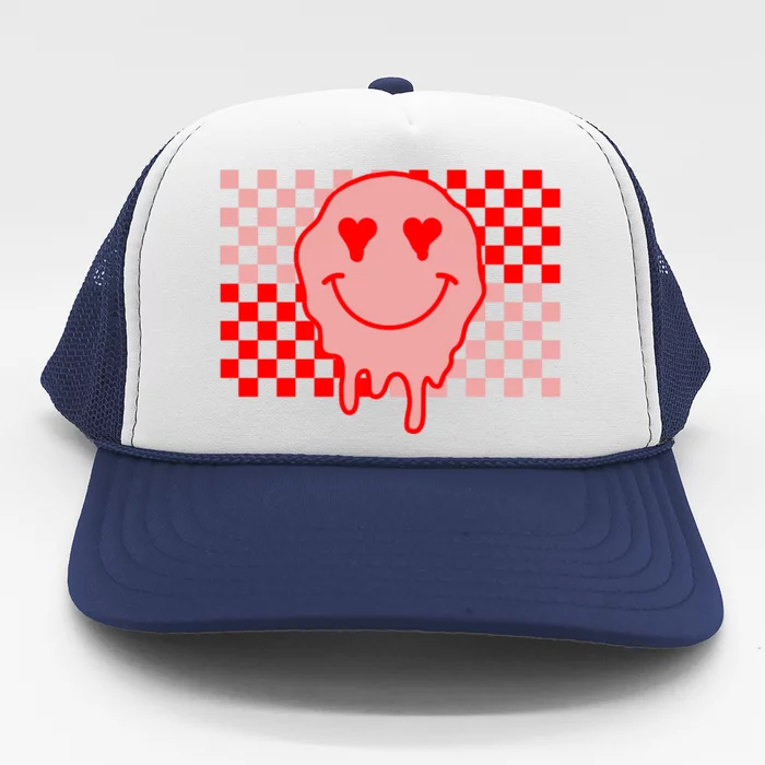 Retro Groovy Valentines Day Hippie Smile Trucker Hat