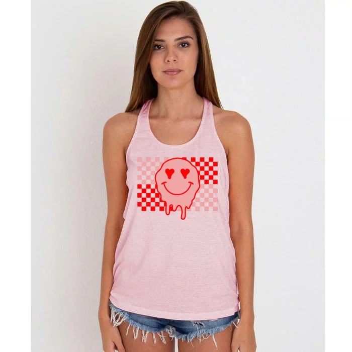 Retro Groovy Valentines Day Hippie Smile Women's Knotted Racerback Tank