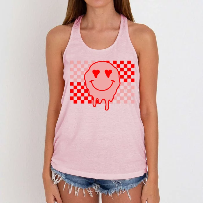 Retro Groovy Valentines Day Hippie Smile Women's Knotted Racerback Tank