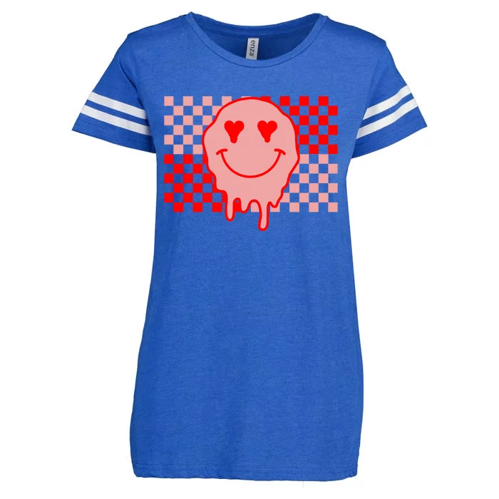 Retro Groovy Valentines Day Hippie Smile Enza Ladies Jersey Football T-Shirt