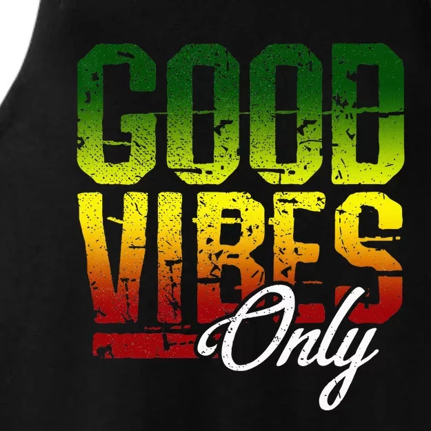 Reggae Good Vibes Only Jamaica One Love Rasta Ladies Tri-Blend Wicking Tank