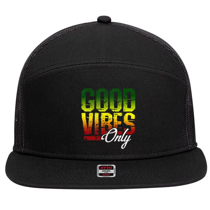 Reggae Good Vibes Only Jamaica One Love Rasta 7 Panel Mesh Trucker Snapback Hat