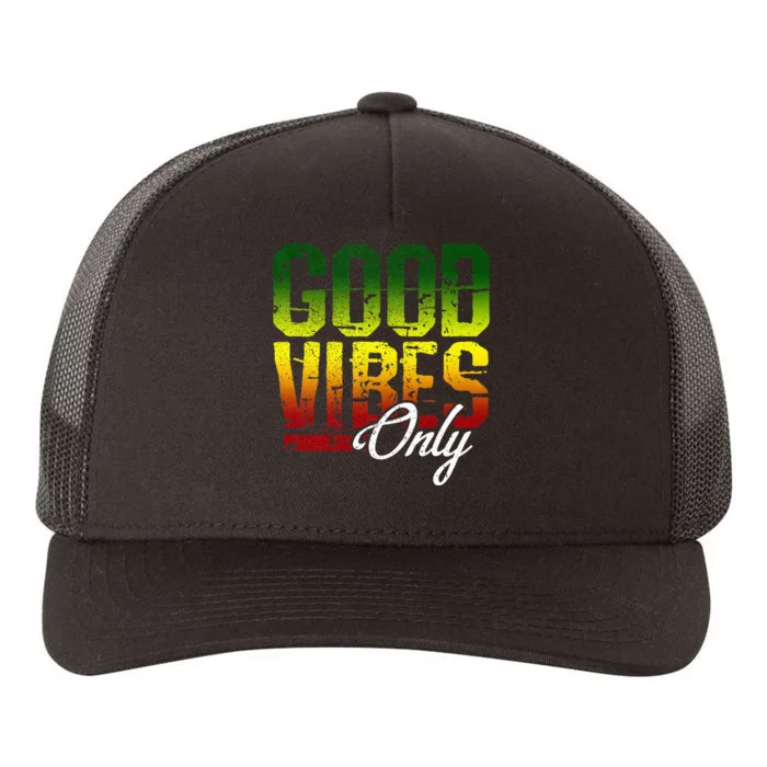 Reggae Good Vibes Only Jamaica One Love Rasta Yupoong Adult 5-Panel Trucker Hat