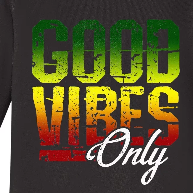 Reggae Good Vibes Only Jamaica One Love Rasta Baby Long Sleeve Bodysuit