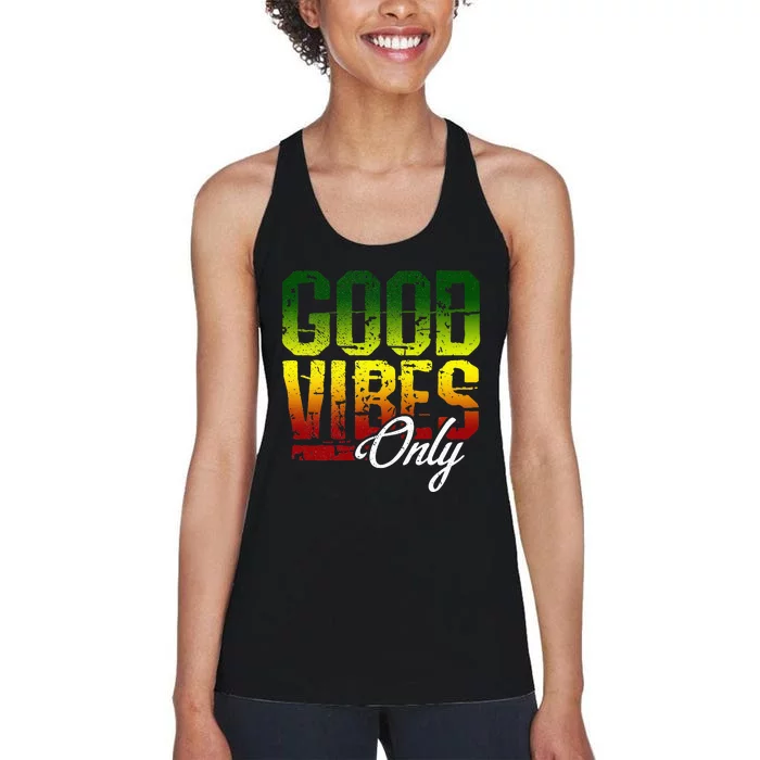 Reggae Good Vibes Only Jamaica One Love Rasta Women's Racerback Tank