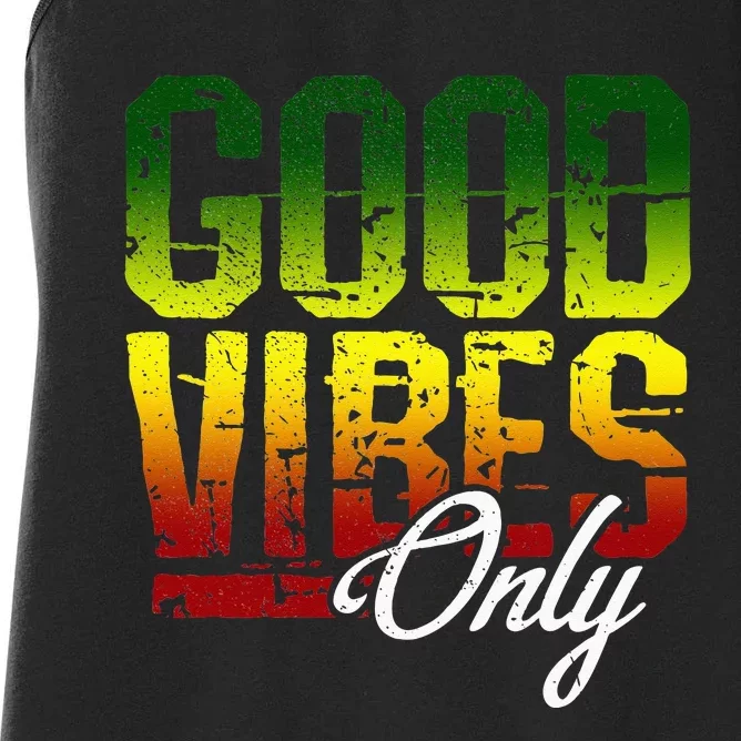 Reggae Good Vibes Only Jamaica One Love Rasta Women's Racerback Tank