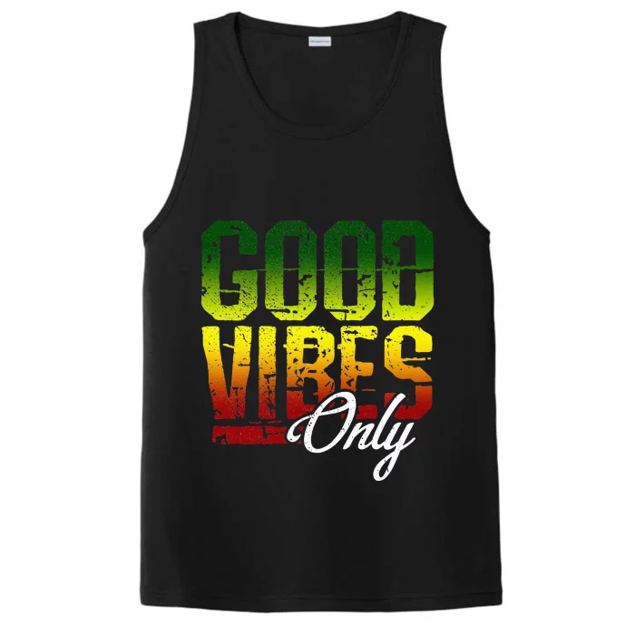 Reggae Good Vibes Only Jamaica One Love Rasta Performance Tank