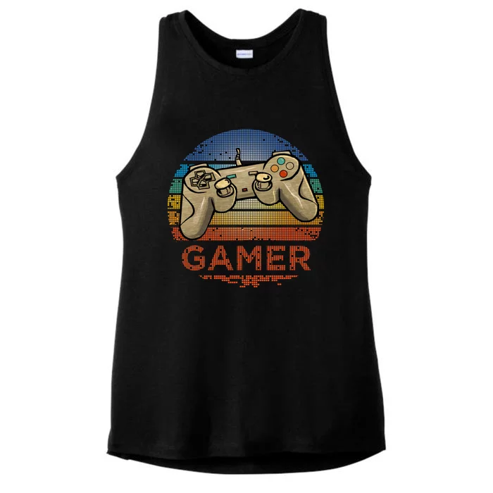 Retro Gamer Video Game Player N Gift Ladies Tri-Blend Wicking Tank