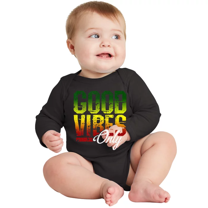 Reggae Good Vibes Only Jamaica One Love Rasta Baby Long Sleeve Bodysuit