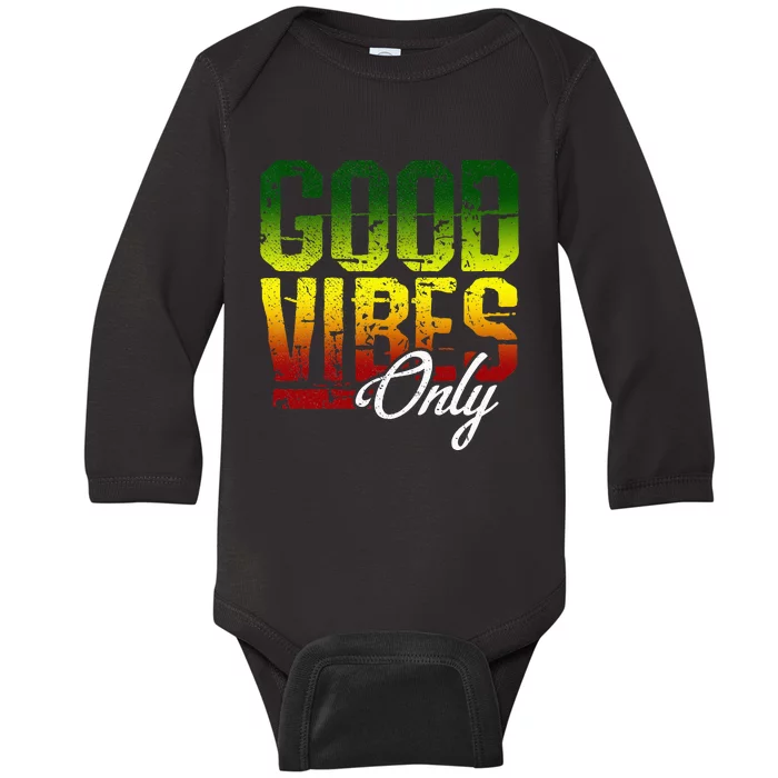 Reggae Good Vibes Only Jamaica One Love Rasta Baby Long Sleeve Bodysuit