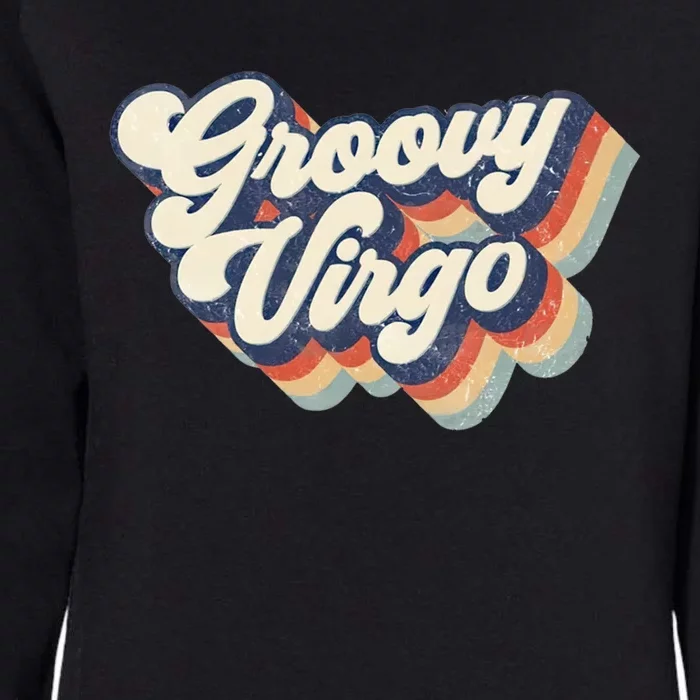 Retro Groovy Virgo Zodiac Gift Womens California Wash Sweatshirt