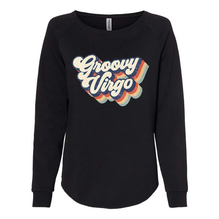 Retro Groovy Virgo Zodiac Gift Womens California Wash Sweatshirt