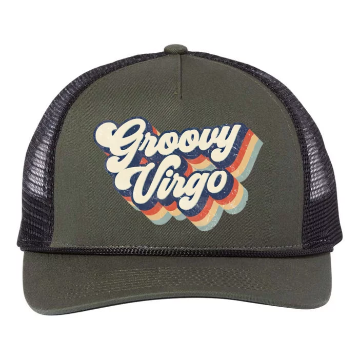 Retro Groovy Virgo Zodiac Gift Retro Rope Trucker Hat Cap