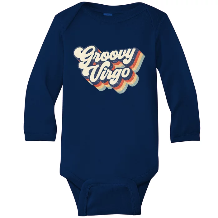 Retro Groovy Virgo Zodiac Gift Baby Long Sleeve Bodysuit