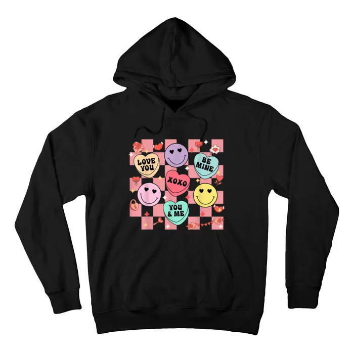 Retro Groovy Valentines Smile Candy Heart Happy Face Hoodie