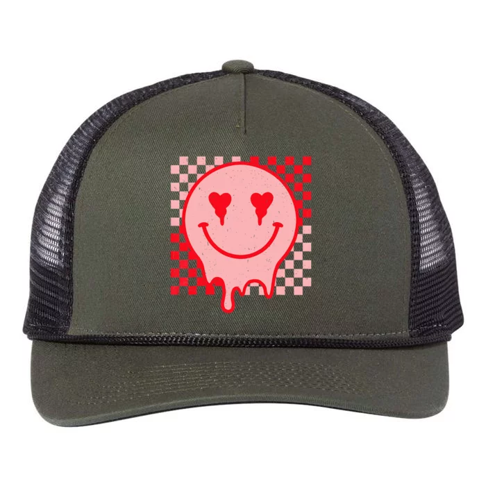 Retro Groovy Valentines Day Hippie Heart Funny Matching Retro Rope Trucker Hat Cap