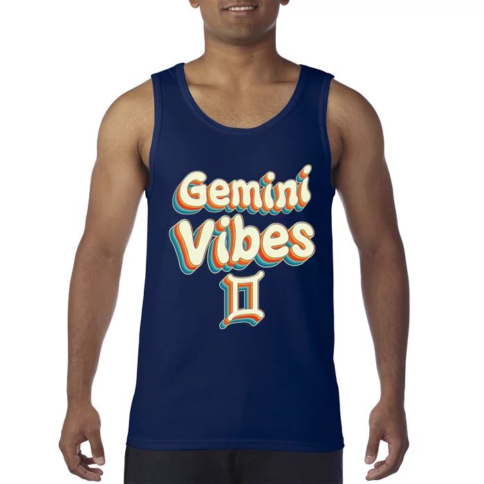 Retro Gemini Vibes Funny Gemini Zodiac Birthday Decorations Tank Top