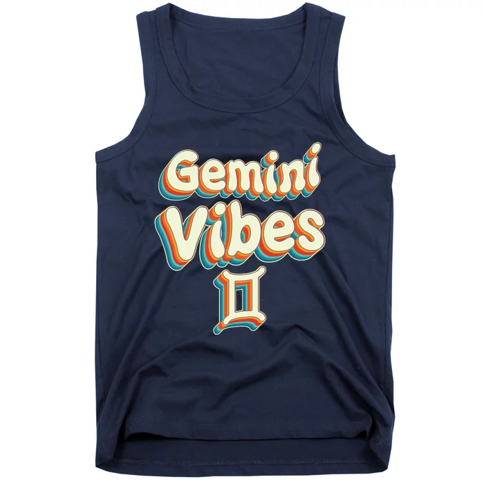 Retro Gemini Vibes Funny Gemini Zodiac Birthday Decorations Tank Top