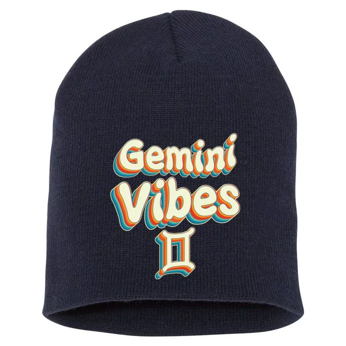 Retro Gemini Vibes Funny Gemini Zodiac Birthday Decorations Short Acrylic Beanie