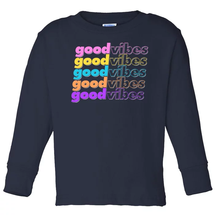 Retro Good Vibes Toddler Long Sleeve Shirt