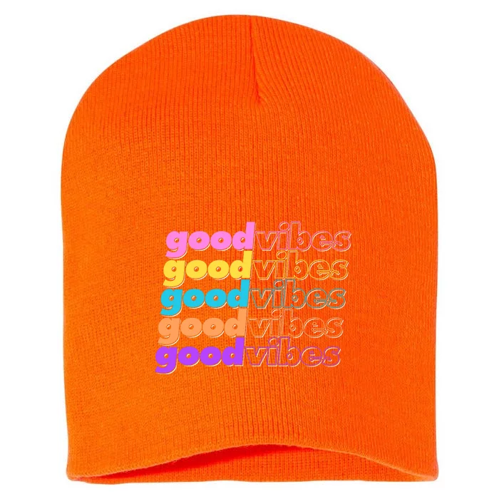 Retro Good Vibes Short Acrylic Beanie