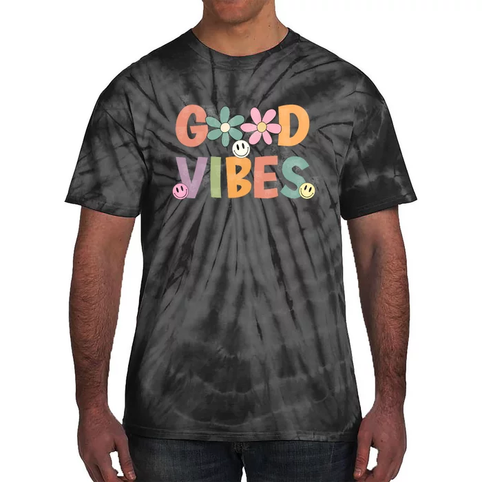 Retro Good Vibes Groovy Smiley Face Tie-Dye T-Shirt