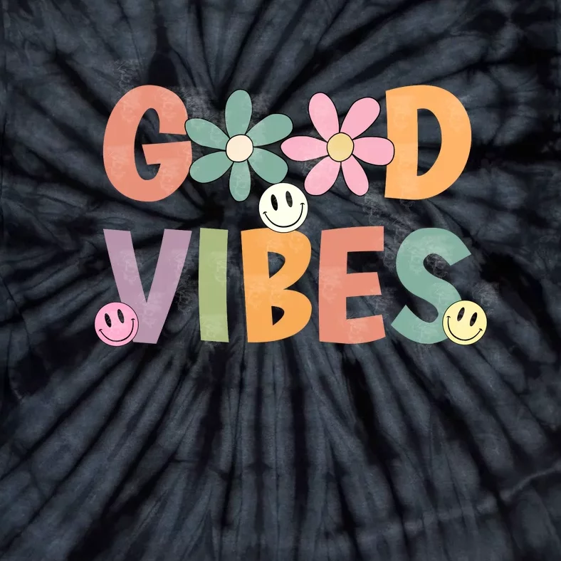 Retro Good Vibes Groovy Smiley Face Tie-Dye T-Shirt