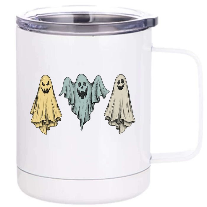 Retro Ghosts Vintage Halloween Meaningful Gift Front & Back 12oz Stainless Steel Tumbler Cup