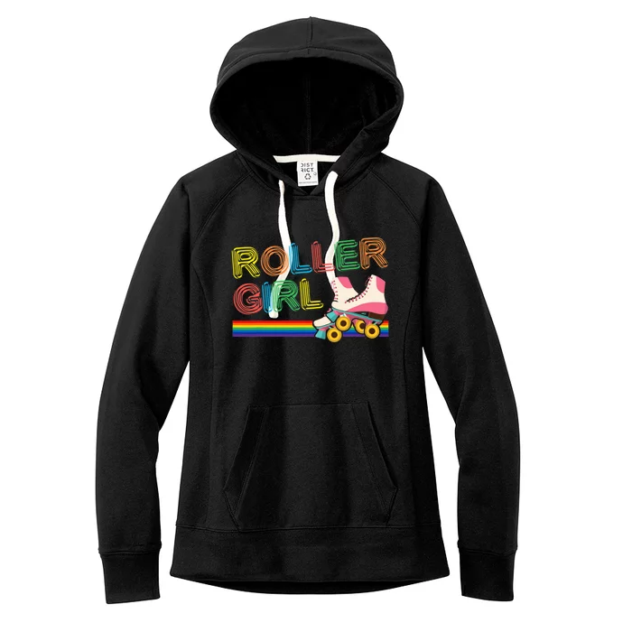 Roller Girl Vintage Seventies 70's Cool Retro Skates Skating Women's Fleece Hoodie