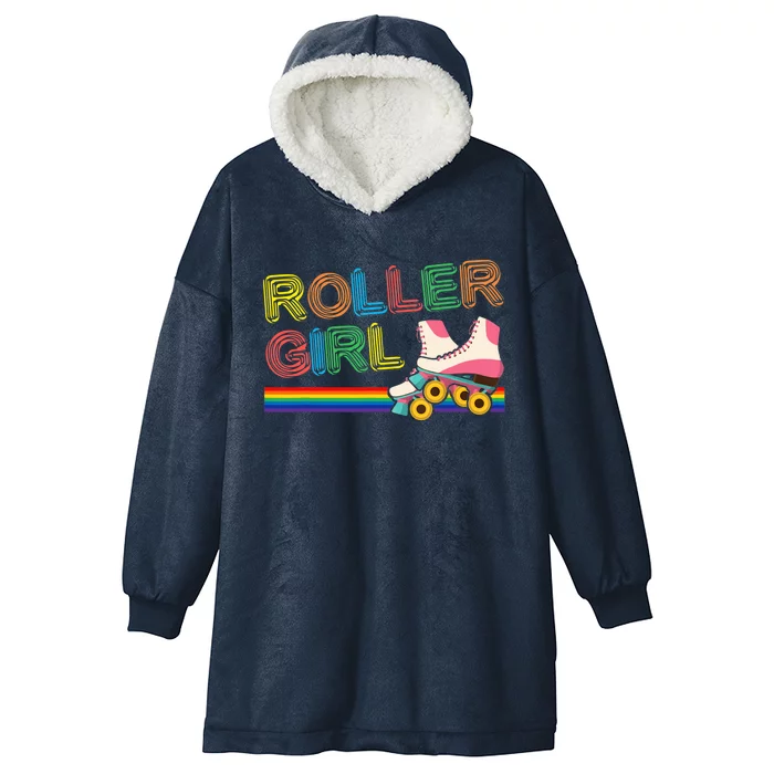 Roller Girl Vintage Seventies 70's Cool Retro Skates Skating Hooded Wearable Blanket