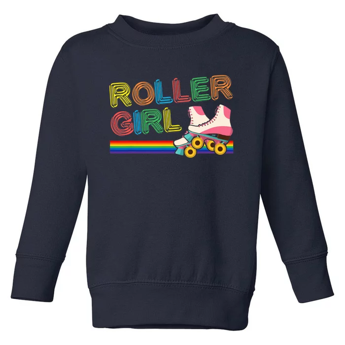 Roller Girl Vintage Seventies 70's Cool Retro Skates Skating Toddler Sweatshirt