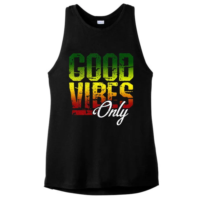 Reggae Good Vibes Only Jamaica One Love Rasta Ladies Tri-Blend Wicking Tank