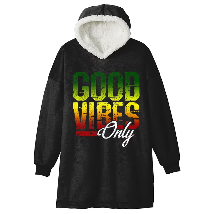 Reggae Good Vibes Only Jamaica One Love Rasta Hooded Wearable Blanket