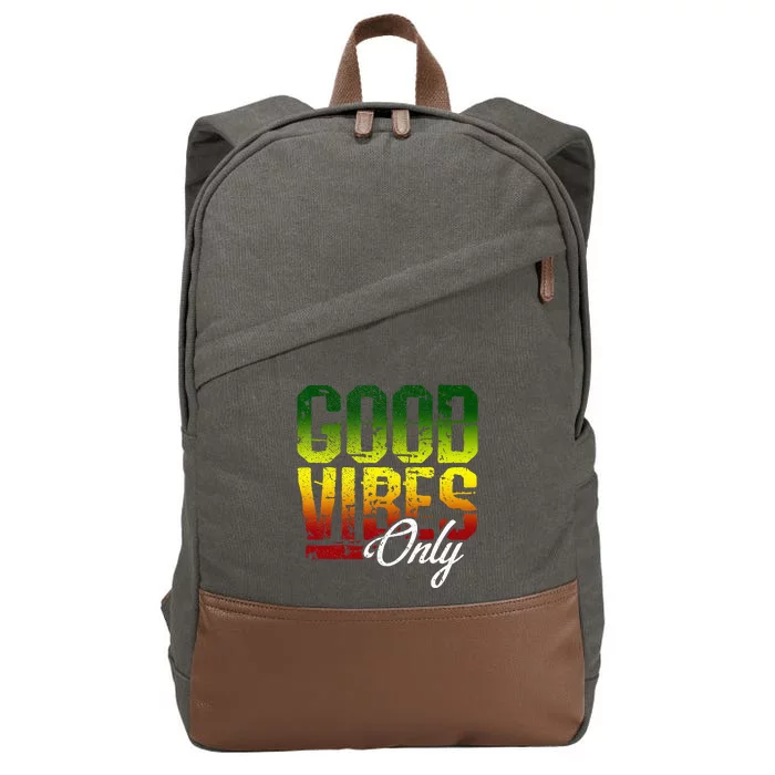 Reggae Good Vibes Only Jamaica One Love Rasta Cotton Canvas Backpack