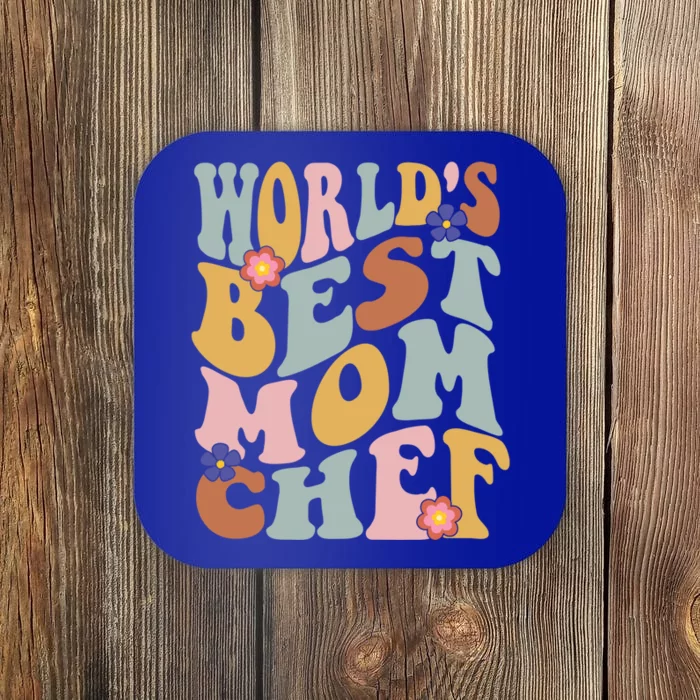 Retro Groovy Worlds Best Mom Chef Groovy Baking Mom Gift Coaster