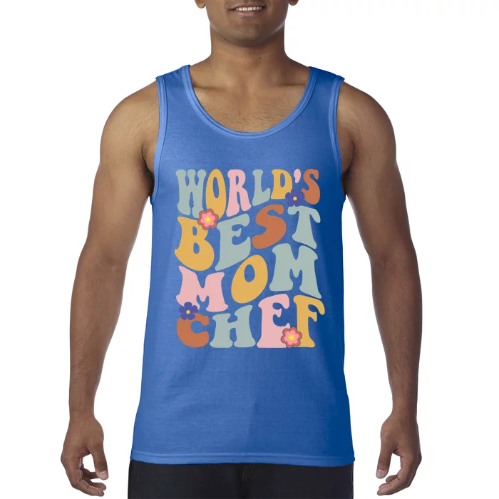 Retro Groovy Worlds Best Mom Chef Groovy Baking Mom Gift Tank Top