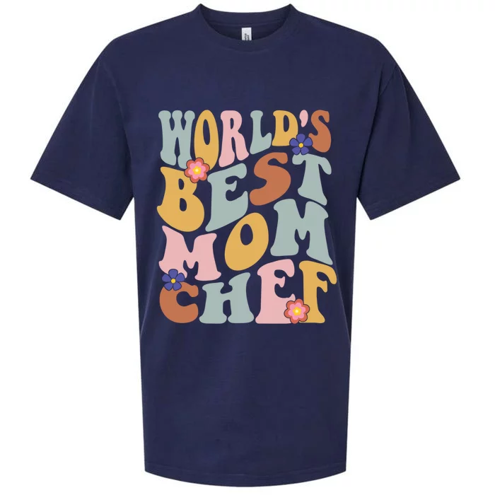 Retro Groovy Worlds Best Mom Chef Groovy Baking Mom Gift Sueded Cloud Jersey T-Shirt