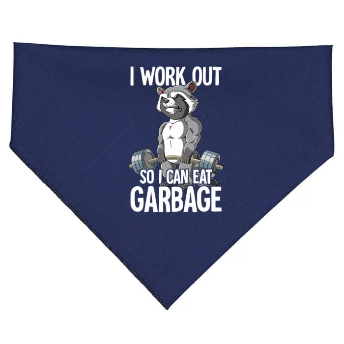 Raccoon Gym Weight Training I Work Out So I Can Eat Garbage USA-Made Doggie Bandana