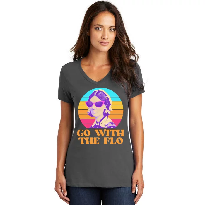 Retro Go With The Flow Nurse Practitioner Florence Nightingale Women's V-Neck T-Shirt