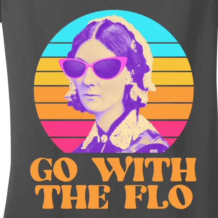 Retro Go With The Flow Nurse Practitioner Florence Nightingale Women's V-Neck T-Shirt