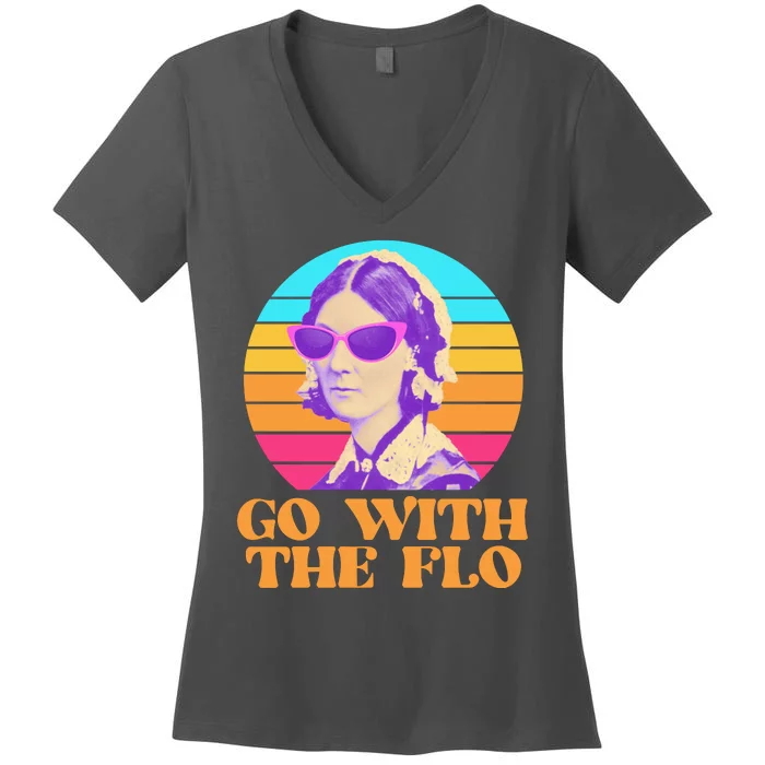 Retro Go With The Flow Nurse Practitioner Florence Nightingale Women's V-Neck T-Shirt