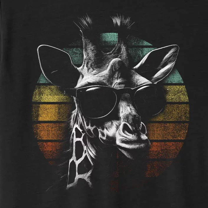 Retro Giraffe Wearing Sun Glasses ChromaSoft Performance T-Shirt