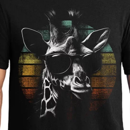 Retro Giraffe Wearing Sun Glasses Pajama Set