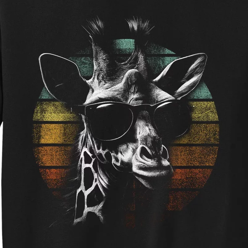 Retro Giraffe Wearing Sun Glasses Tall Sweatshirt